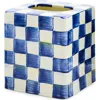 Mackenzie-childs Mackenzie Childs Royal Check Boutique Tissue Box Cover In Blue