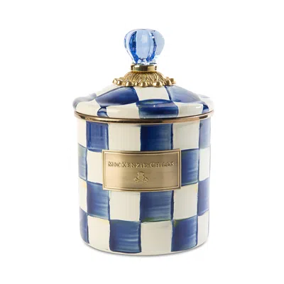 Mackenzie-childs Royal Check Enamel Canister In Blue/white