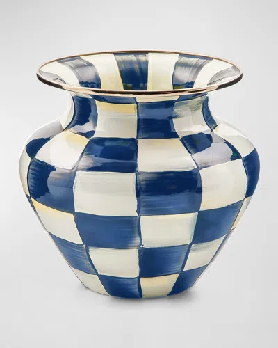 Mackenzie-childs Royal Check Enamel Large Vase - 7" In Blue