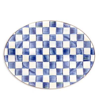 Mackenzie-childs 19" Royal Check Enamel Oval Platter In No Color
