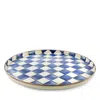 Mackenzie-childs Royal Check Enamel Round Tray In Blue/white