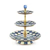 Mackenzie-childs Royal Check 3-tier Sweet Stand In Blue