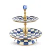 Mackenzie-childs Royal Check Enamel Two Tier Sweet Stand In Blue