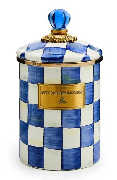 Mackenzie-childs Mackenzie Childs Royal Check Enameled Steel Canister In Blue