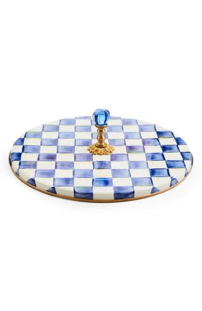 Mackenzie-childs Mackenzie Childs Royal Check Enameled Steel Cheese Course In Blue/white