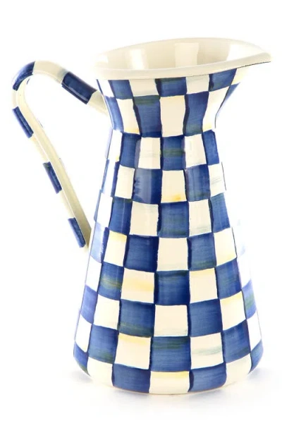 Mackenzie-childs Mackenzie Childs Royal Check Enameled Steel Practical Pitcher In Blue