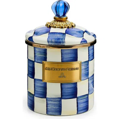 Mackenzie-childs Mackenzie Childs Royal Check Enameled Steel Small Canister In Blue