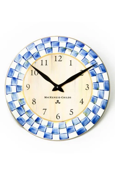 Mackenzie-childs Mackenzie Childs Royal Check Enameled Steel Wall Clock In Blue