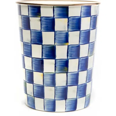 Mackenzie-childs Mackenzie Childs Royal Check Enameled Steel Waste Bin In Blue/white