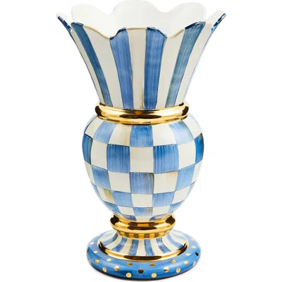 Mackenzie-childs Mackenzie Childs Royal Check Great Ceramic Vase In Blue/white
