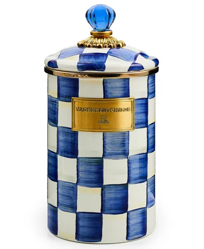 MACKENZIE-CHILDS ROYAL CHECK LARGE ENAMELED CANISTER
