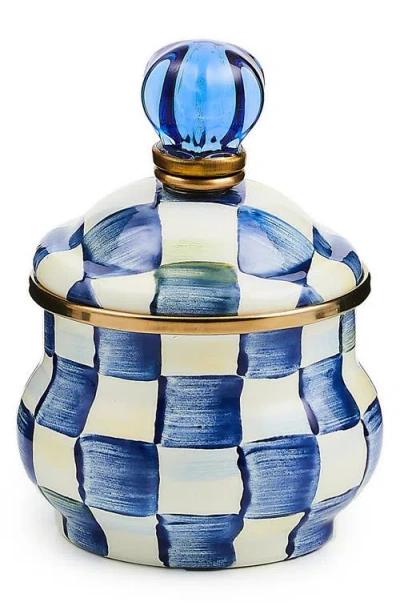 Mackenzie-childs Mackenzie Childs Royal Check Lidded Sugar Bowl In Blue