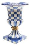 Mackenzie-childs Mackenzie Childs Royal Check Pedestal Tabletop Urn In Blue