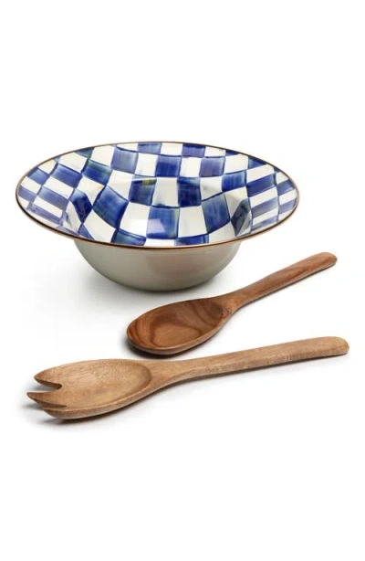 Mackenzie-childs Mackenzie Childs Royal Check Salad Serving Set In Blue/white