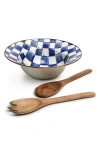 Mackenzie-childs Mackenzie Childs Royal Check Salad Serving Set In Blue