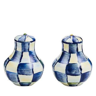 Mackenzie-childs Royal Check Salt And Pepper Shaker Set In Blue