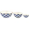 Mackenzie-childs Mackenzie Childs Royal Check Set Of 3 Enameled Steel Bowls In Blue