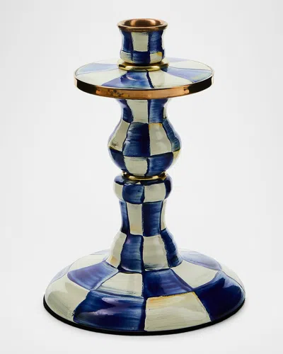 Mackenzie-childs Royal Check Small Candlestick In Blue