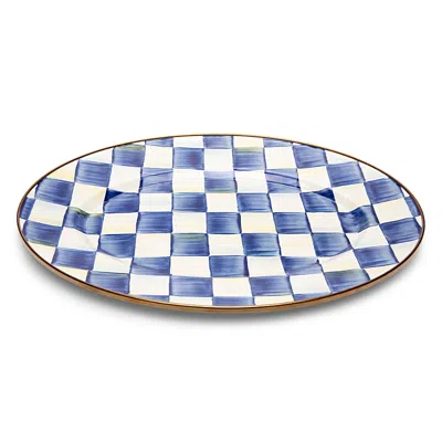 Mackenzie-childs Royal Check Small Oval Platter In Blue