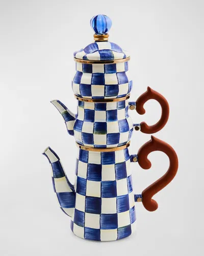 Mackenzie-childs Royal Check Stackable Coffee Set In Blue