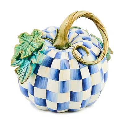 Mackenzie-childs Royal Check Twisted Stem Pumpkin In Blue