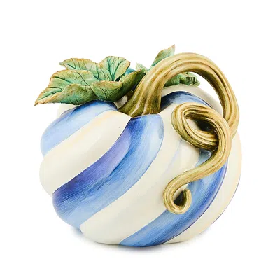 Mackenzie-childs Royal Swirl Twisted Stem Pumpkin In Blue