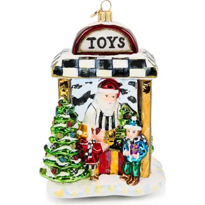 Mackenzie-childs Mackenzie Childs Santa's Toy Store Glass Ornament In Multi