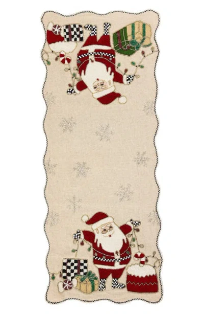 Mackenzie-childs Mackenzie Childs Santa With Tree Lights Beaded Runner In Multi