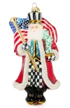 Mackenzie-childs Mackenzie Childs Santa With Us Flag Glass Ornament In Multi