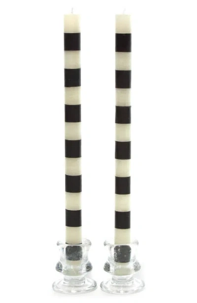 Mackenzie-childs Mackenzie Childs Set Of 2 Black Bands Dinner Candles