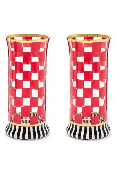 Mackenzie-childs Mackenzie Childs Set Of 2 Carnival Fuchsia Highball Glasses