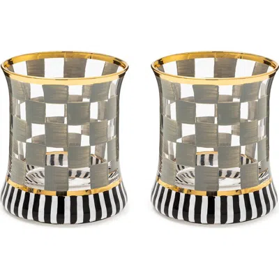 Mackenzie-childs Mackenzie Childs Set Of 2 Carnival Sterling Check Tumblers