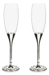 Mackenzie-childs Mackenzie Childs Set Of 2 Celebrate Courtly Check Toasting Champagne Flutes In Silver