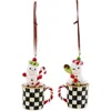 Mackenzie-childs Mackenzie Childs Set Of 2 Check It Out Marshmallow Ornaments In Multi