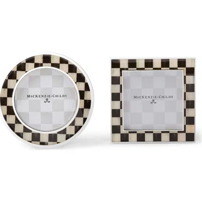 Mackenzie-childs Mackenzie Childs Set Of 2 Courtly Check Silver Plate Assorted Picture Frames In Multi