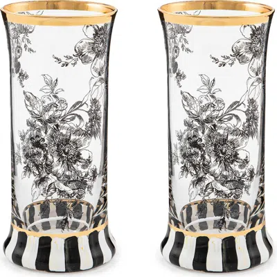 Mackenzie-childs Mackenzie Childs Set Of 2 English Garden Courtly Highball Glasses