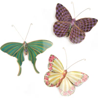 Mackenzie-childs Mackenzie Childs Set Of 3 Assorted Field Butterfly Wall Decor In Multi