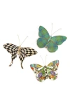 Mackenzie-childs Mackenzie Childs Set Of 3 Assorted Field Butterfly Wall Decor In Multi
