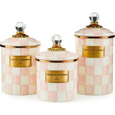 Mackenzie-childs Mackenzie Childs Set Of 3 Rosy Check Canisters In Pink