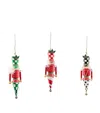 Mackenzie-childs Set Of 3 Tin Check Nutcracker Tree Decorations In Multi