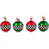 Mackenzie-childs Mackenzie Childs Set Of 4 Check It Out Santa Glass Ball Ornaments In Multi