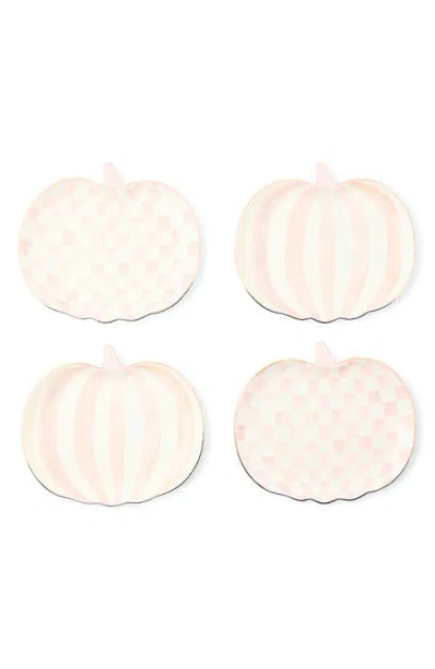 MACKENZIE-CHILDS MACKENZIE CHILDS SET OF 4 ROSY CHECK PUMPKIN DESSERT PLATES