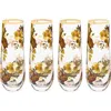 Mackenzie-childs Mackenzie Childs Set Of 4 Wild Rose Stemless Flutes In Brown
