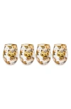 Mackenzie-childs Mackenzie Childs Set Of 4 Wild Rose Stemless Wineglasses In Yellow
