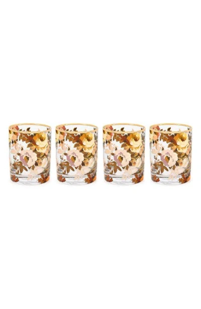 MACKENZIE-CHILDS MACKENZIE CHILDS SET OF 4 WILD ROSE TUMBLERS