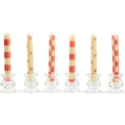 Mackenzie-childs Mackenzie Childs Set Of 6 Pink Dinner Candles In Multi