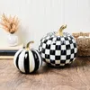 Mackenzie-childs Small Classic Courtly Stripe & Medium Check Pumpkin Set In Black