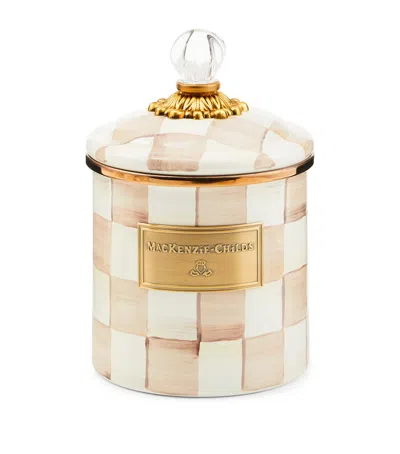 Mackenzie-childs Small Mocha Check Canister In Sand