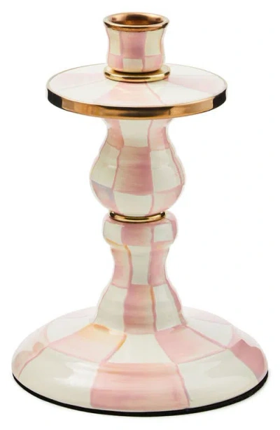 Mackenzie-childs Mackenzie Childs Small Rosy Check Candlestick Holder In Pink