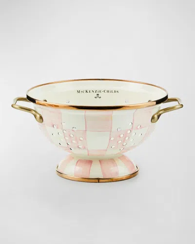 Mackenzie-childs Small Rosy Check Enamel Colander In Pink